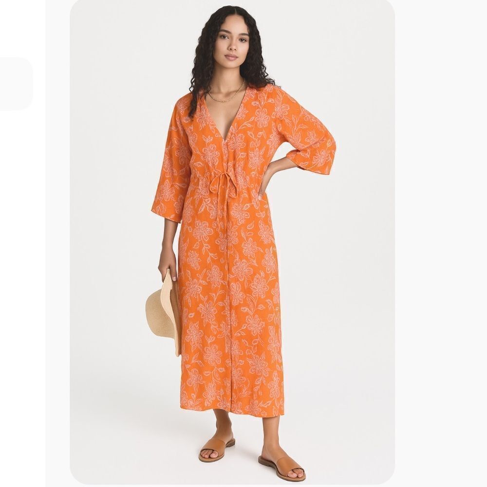 Xirena Mykah Floral Maxi Dress Coverup NEW Size Small Orange Purple